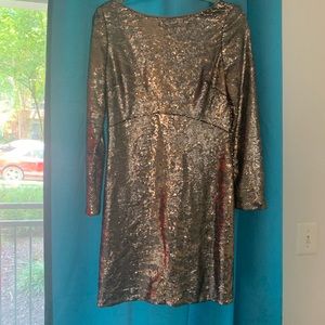 Jessica Simpson Long Sleeve V Back Sequin Dress